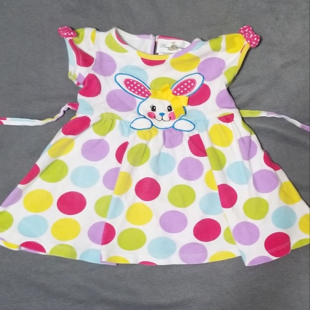 Rare Editions 2T Easter Bunny Polka Dot dress